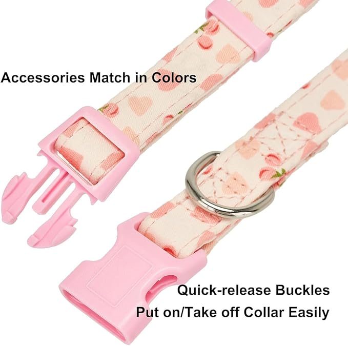 Cotton Dog Collar Soft Lightweight with Hand-Tied Knot Bow for Medium Dogs.(M, Peach)