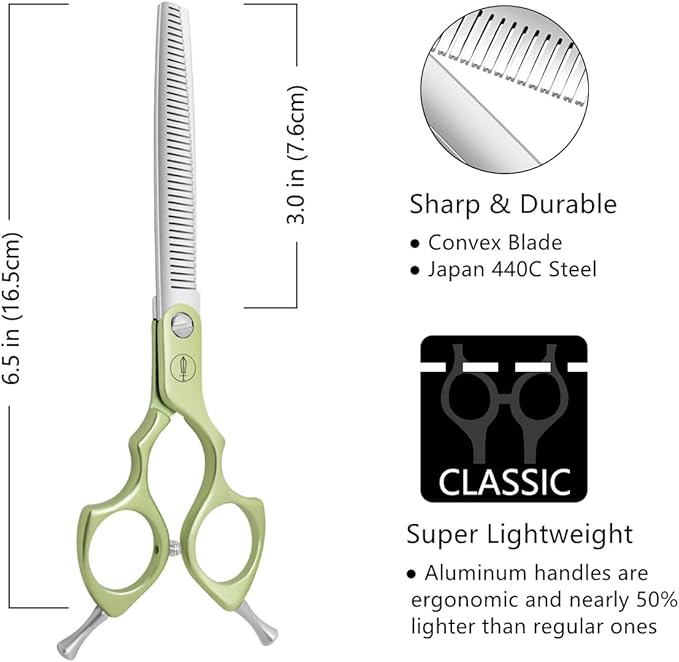 HASHIMOTO Thinning Shears for Dogs, Dog Thinning Shears for Grooming, 42 Teeth, 6.5 inch, 30% Thinning Rate, Extremely Light Weight, Designed for Professional Pet Groomers or Family DIY Use.