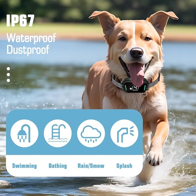 Dog Bark Collar, Rechargeable Anti-Barking Collars for Small, Medium and Large Dogs, Dog Training Collar with 8 Sensitivities, IP67 Waterproof Humane Over-Shock Protection(Black)