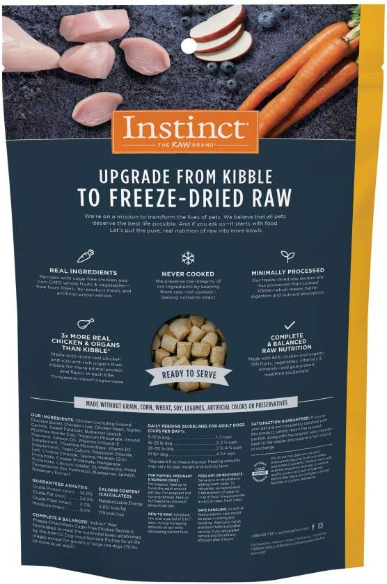 Instinct Freeze Dried Raw Meals Grain Free Dog Food, Dog Food Dry, Freeze Dried Dog Food, Raw Dog Food, Chicken Recipe, 9.5 oz