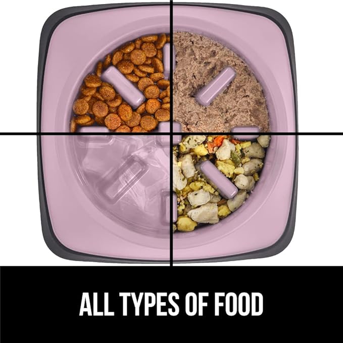 Gorilla Grip Slow Feeder Dog and Cat Bowls, Interactive Puzzle Toy for Dogs and Cats Food Training, Keeps Pets Busy and Prevents Puppy Overeating, Large, Small Breeds, 100% BPA Free, 4 Cup Pink