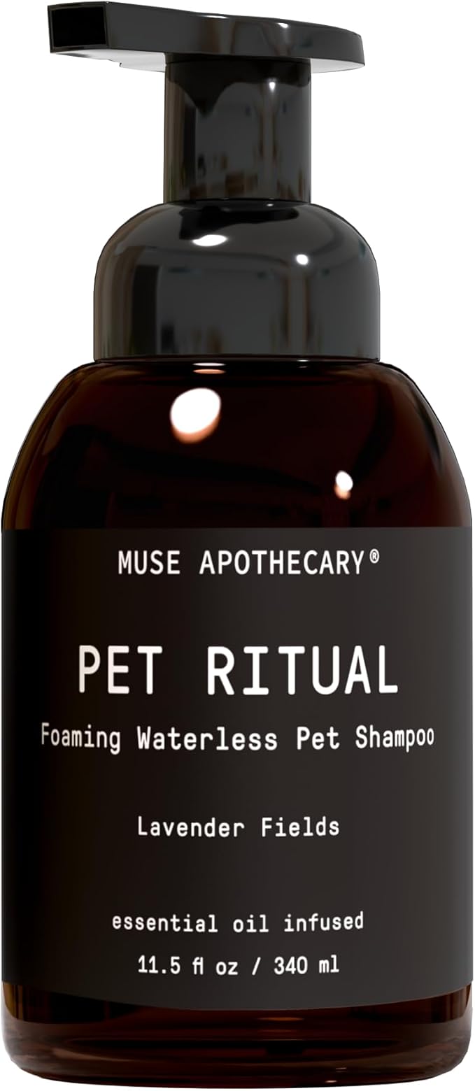 Muse Apothecary Pet Ritual Foaming Waterless Shampoo for Dogs, Waterless Dog Shampoo Foam, No Rinse Dog Shampoo, Waterless Dog Shampoo for Large Dogs - Essential Oils Infused, 11.5oz Lavender Fields