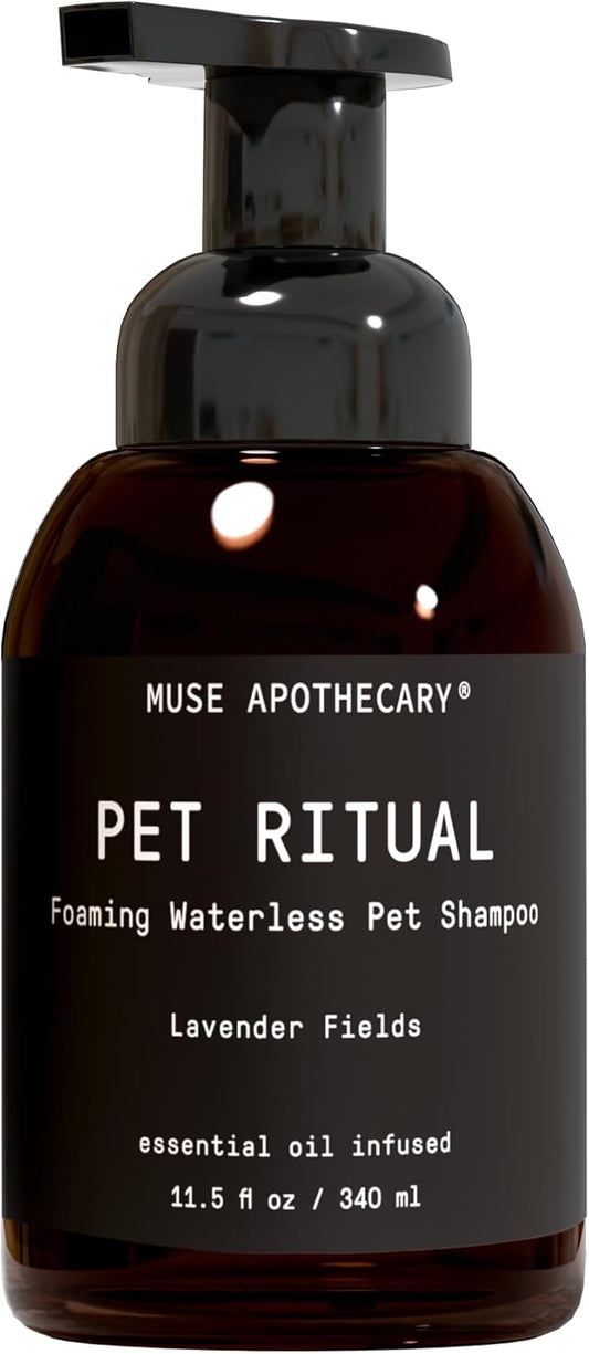 Muse Apothecary Pet Ritual Foaming Waterless Shampoo for Dogs, Waterless Dog Shampoo Foam, No Rinse Dog Shampoo, Waterless Dog Shampoo for Large Dogs - Essential Oils Infused, 11.5oz Lavender Fields