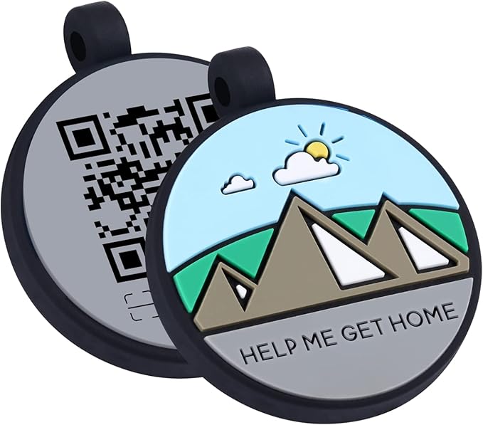 Upgraded Personalized Dog Tags Engraved with 3D QR Code for Dogs Cat Collar - Silicone Silent Pet Tag - Create Online Profile No APP Requirement (Green-Mountain-Black QR)