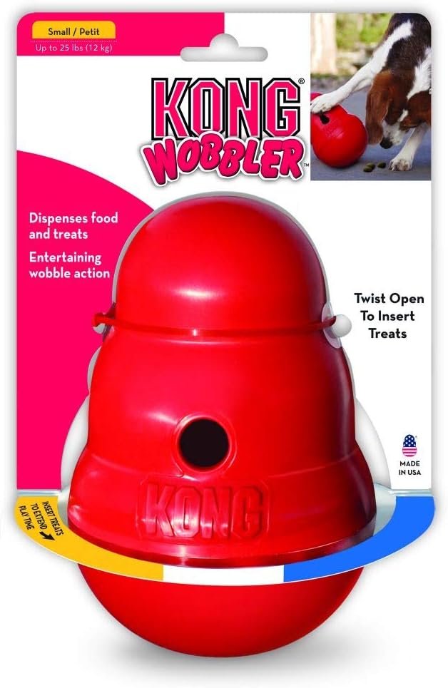 KONG Wobbler - Interactive Dog Toy for Treat Dispensing - Dog Slow Feeder for Healthy Eating - for Medium/Large Dogs