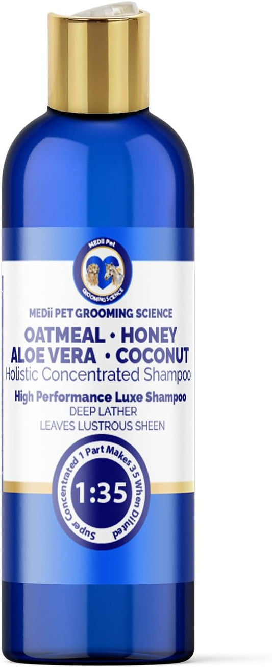 Oatmeal Aloe Honey Coconut Concentrated Shampoo - Natural Scent, Foams & Rinses Easily, 16 Oz Oatmeal Dog Shampoo for Itchy Skin, Makes 4 Gallons