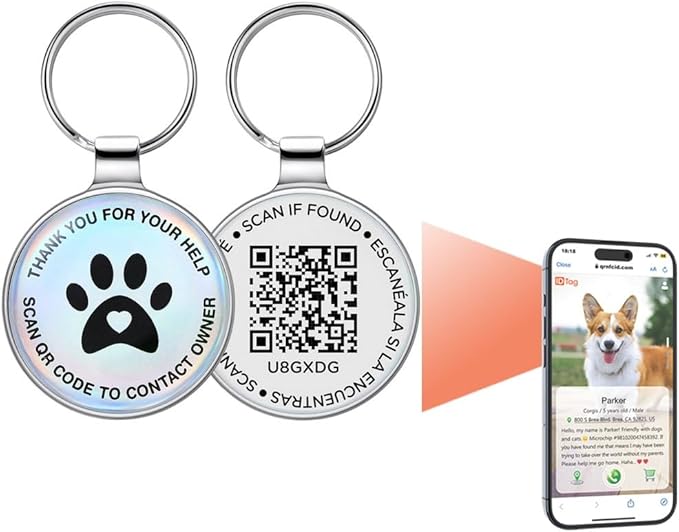 Dog Tags Personalized QR Code Dog Tags, Retro Brass Personalized Pet ID Tags Modifiable Pet Online Profile, (German Shepherd-1)