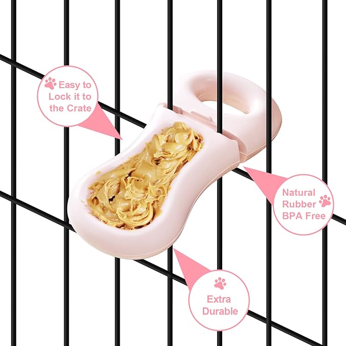 Dog Training Toy for Crate Training Peanut Butter Slow Feeder Treat Dispenser Training aid to Reduce Anxiety (Pink)