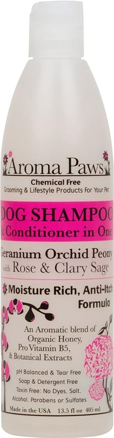 Luxury Dog Shampoo and Conditioner, Moisture Rich Formula, Geranium Rose Sage