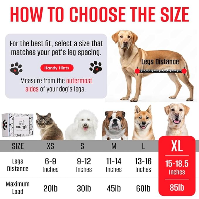 Dog Grooming Hammock for XL Dogs – Dog Restraint for Nail Trimming with Pet Nail Clipper – Dog Sling for Grooming, Dog Hammock for Nail Cutting & Grooming Harness(Legs Spacing:15-18.5”)/Max W:85lb)