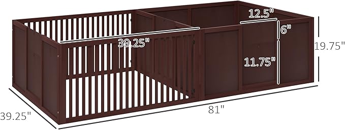 PawHut Whelping Box for Dogs Built for Mother's Comfort, Dog Whelping Pen with Removable Doors, Puppy Playpen for Indoors, Newborn Puppy Supplies & Essentials, 81" x 39" x 20", Coffee