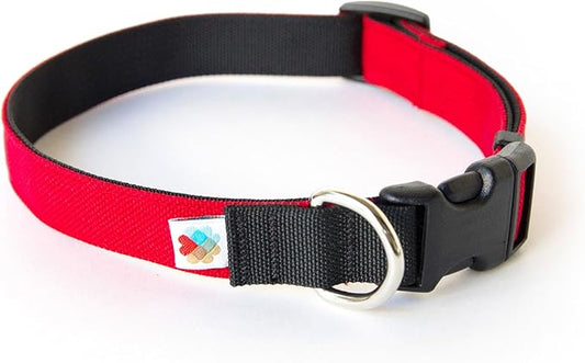 Dog Collar, Lightweight, Heavy Duty Dog Collar with Buckle, Fabric Pet Collar, Breathable & Adjustable Puppy Collar, Dog Collars for Small Dogs (Red, Small - 8-12 Inch) - Wildebeest