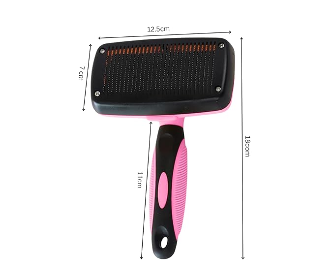 3-in-1 Pet Grooming Set - Self-Cleaning Slicker Brush, Deshedding Rake Comb, and Finger Toothbrush for Dogs & Cats | Perfect for Grooming, Dematting, and Dental Care (pink)