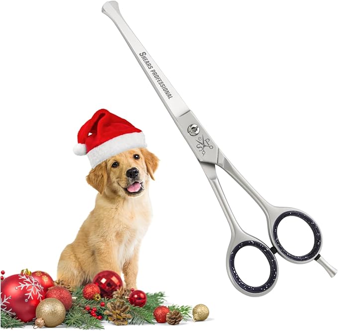 Ball Tip Curved Shears - Pet Grooming Essential - Scissors for Dogs - Safety Round Tips - Stainless Steel Dog Grooming Scissor - 6.5 In