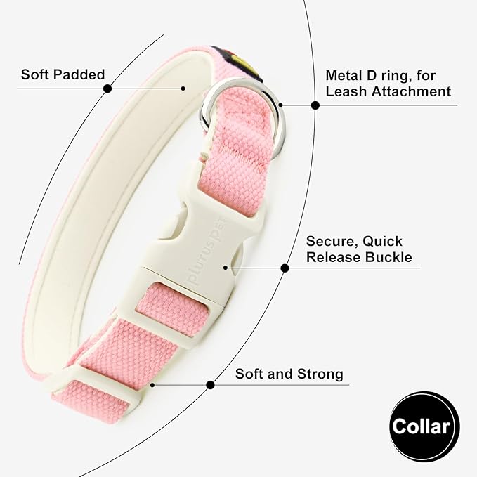 Plutus Pet Cotton Dog Collar, Heavy Duty Collar with Soft Padding, Adjustable and Comfortable for Small Medium and Large Dogs, Pink, XS
