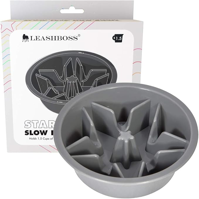 Leash Boss Slow Feeder Dog Bowl - Cup Maze Puzzle Food Bowl, Fits into Elevated Pet Feeders - Slow Eating for Large, Medium & Small Sized Breeds (1.5 Cup - 6-6.25 Inch Holes)