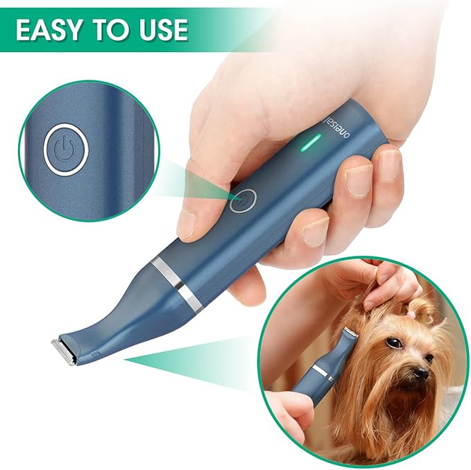 oneisall Dog Clippers with Double Blades,Cordless Small Pet Hair Grooming Trimmer,Low Noise for Trimming Dog's Hair Around Paws, Eyes, Ears, Face, Rump (Teal)