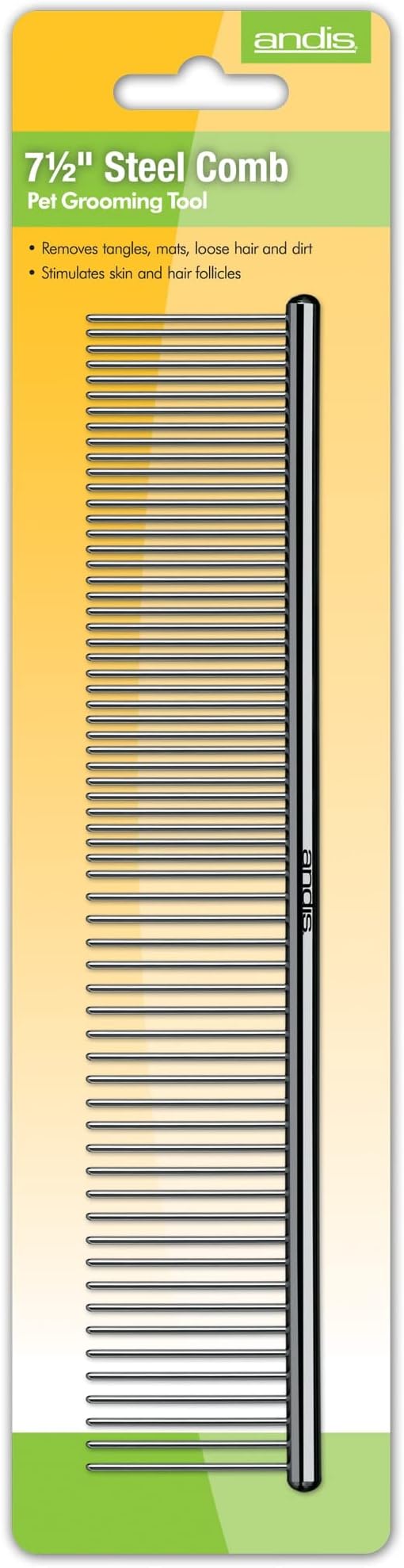 Andis 65730 Stainless-Steel Comb for Knots, Mats & Loose Hair Removal - Effective Dematting Tool, Comfortable, Lightweight, Portable & Safe for Dogs, Cats & Pets – Silver, 7-1/2-Inch