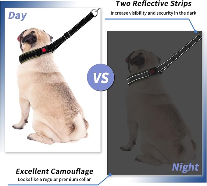 Martingale Collar for Dogs, Heavy Duty Nylon No Pull Dog Collar with Buckle, Adjustable Anti Pull Collar Reflective Slip Collar for Large Medium Small Dog Training Walking L Army Green