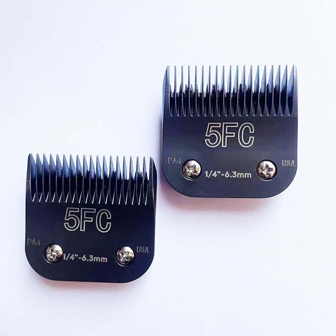 Blade Dog Grooming Clipper Blades, Ceramic Blade & Stainless Steel Blade Long-Lasting Hardness & Sharp Edges，5FC 1/4''-6.5mm (2Pcs)