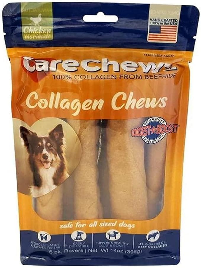 Pet Factory CareChewz Collagen 9" Rovers Dog Chew Treats - Chicken Flavor, 6 Count/1 Pack