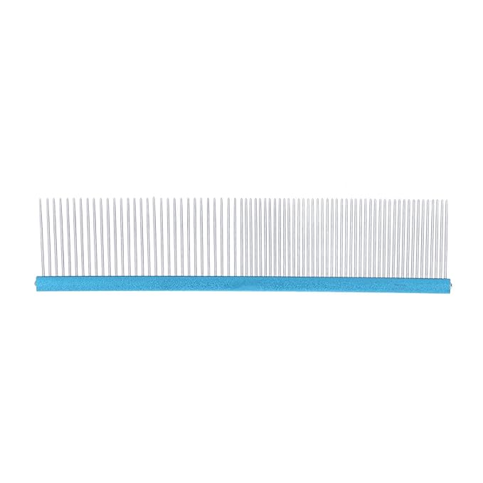Greyhound Comb For Dogs, Two-In-One Stainless Steel Blue Straight Row Cat Comb Greyhound Comb Dog Comb with Rounded Ends for Long Short Haired Dog