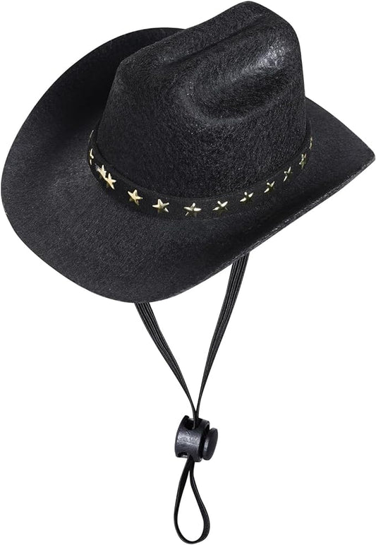 choyaxo Pet Cowboy Costume Cosplay Cap Halloween Costumes for Dogs Cat Pet Party Decoration Mini Cowboy Hat (Black, Small)