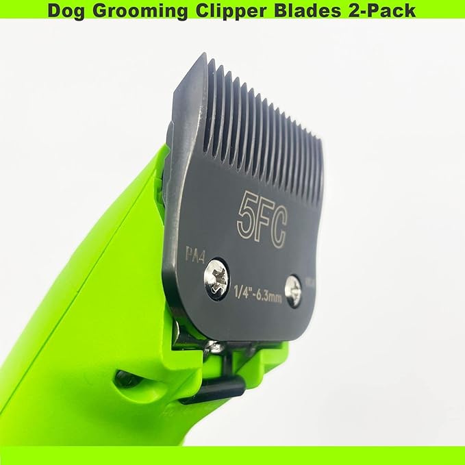 Blade Dog Grooming Clipper Blades, Ceramic Blade & Stainless Steel Blade Long-Lasting Hardness & Sharp Edges，5FC 1/4''-6.5mm (2Pcs)