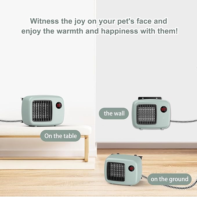Dog House Heater for Outdoor & Indoor Use - 600W/300W Safe & Efficient Heating for Pet Houses, Chicken Coops, Rabbit Hutches - Wall-Mounted Design with Overheat Protection & Anti-Chew Cord (grey)