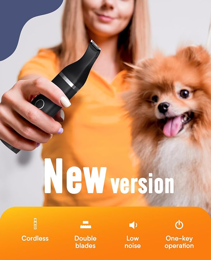 oneisall Dog Paw Trimmer,Corldless Paw Trimmer for Dogs with Double Blades,Quiet 2 Speed Small Dog Grooming Clippers for Paws, Eyes, Ears, Face, Rump (Black)