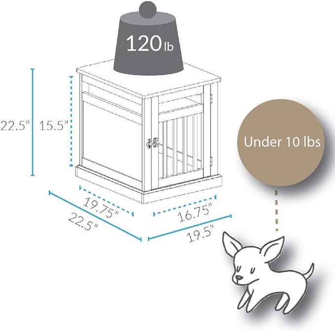 Casual Home Wooden Small Pet Crate, End Table, Espresso,19.5"W x 22.5"D x 22.5"H