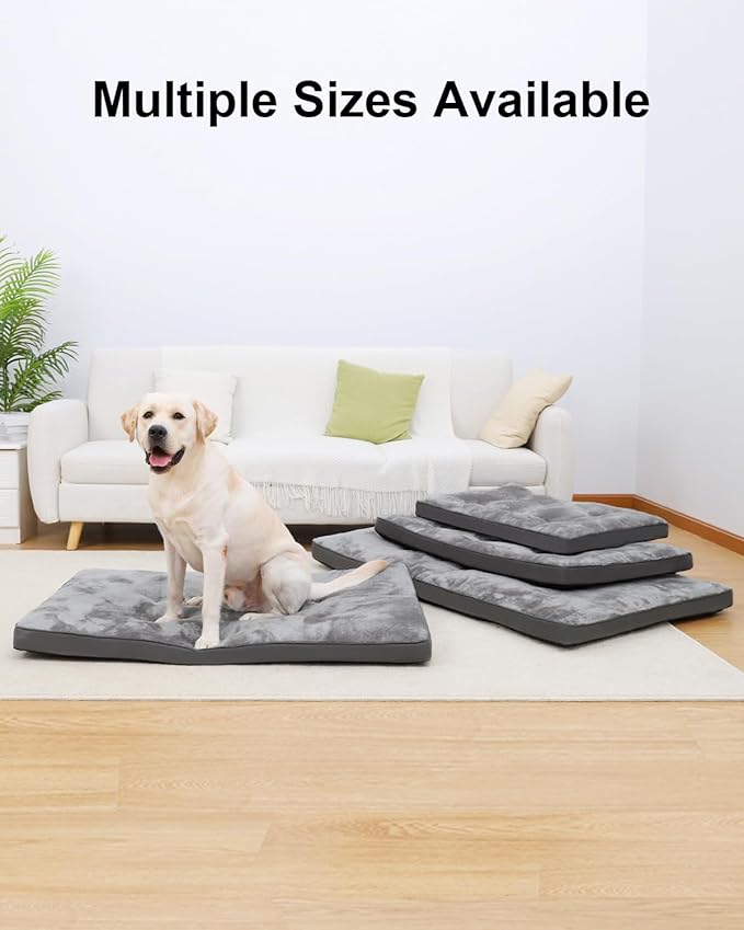 Dog Bed for Crate Washable Dog Bed Medium Size Dog Plush Dog Kennel Pad Pet Sleeping Mat with Anti-Slip Bottom, 29x18 Inch, Grey