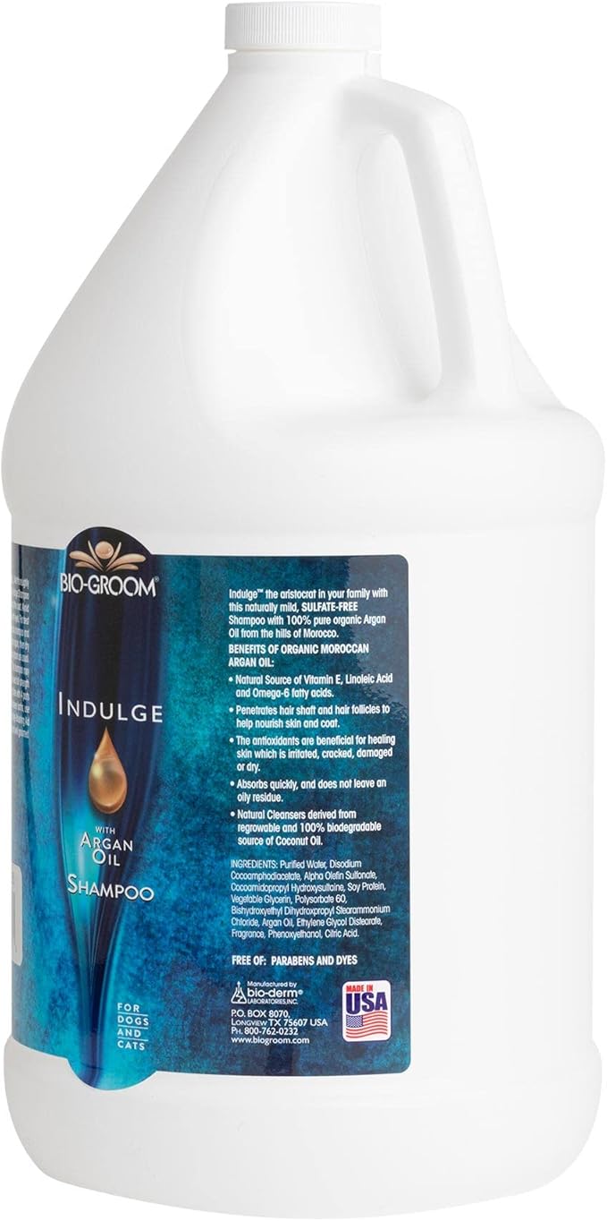 Bio-Groom Indulge Argan Oil Dog Shampoo – Deshedding Dog Bathing Supplies, Puppy Wash, Cat & Dog Grooming Supplies for Sensitive Skin, Cruelty-Free, Made in USA, Dog Products – 1 Gallon