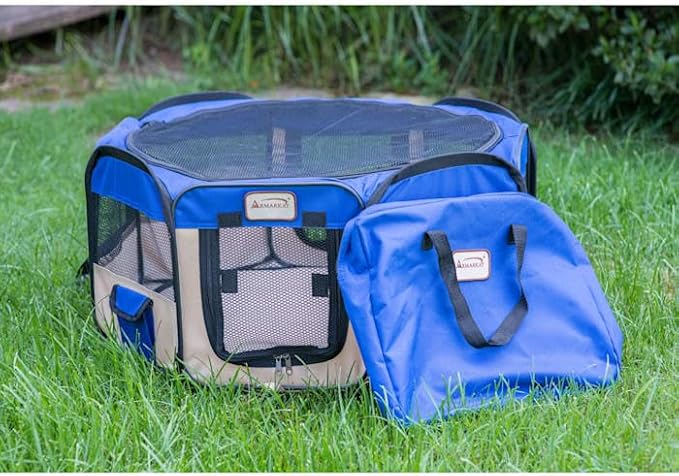 Armarkat PP001B Blue and Beige Portable Playpen