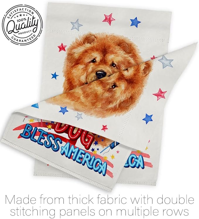 Breeze Decor Patriotic Chow House Flag Pack Dog Puppy Spoiled Paw Canine Fur Pet Nature Farm Animal Creature Support Our Troops Banner Small Garden Yard Gift Double-Sided, Made in USA