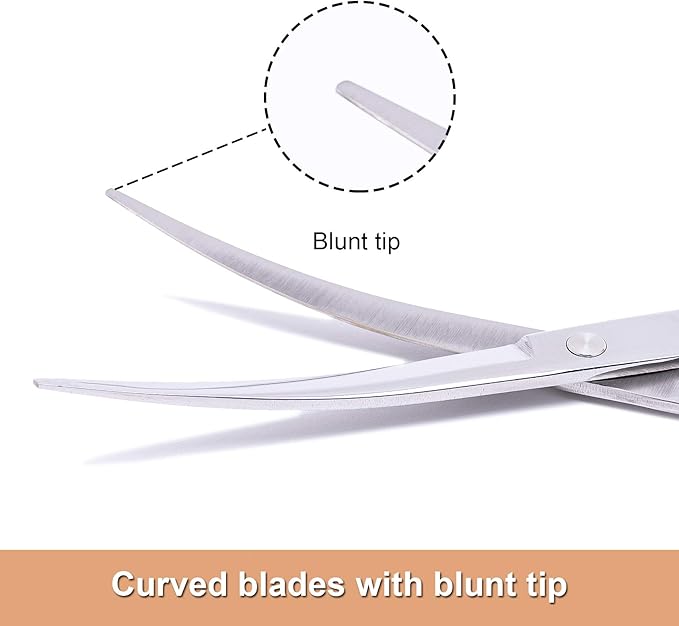 LovinPet Pet Grooming Scissors Professional Dog Cat Grooming Shears with Round Blunt Tip Stainless Steel, Dog Curved Scissors for Grooming Cats Dogs Grooming Tools