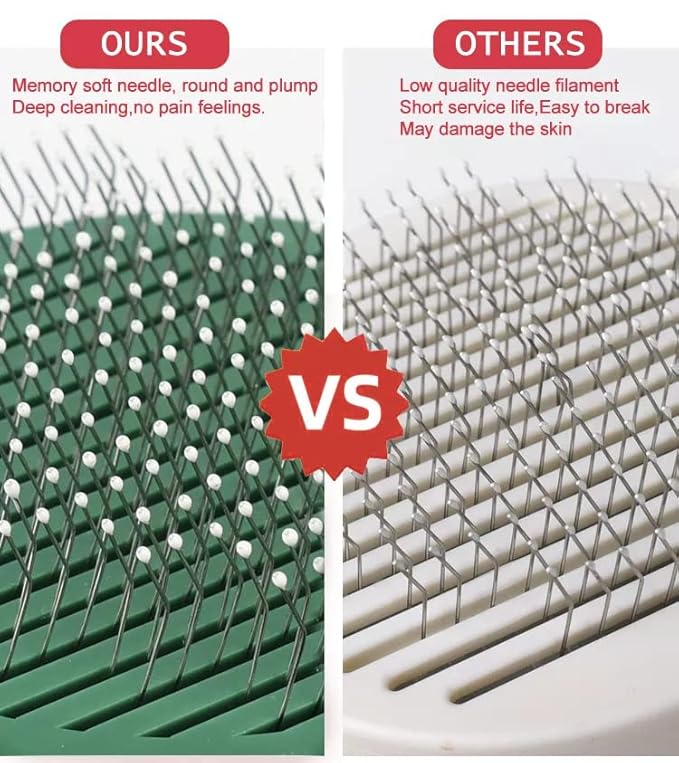 AndroPets - Self-Cleaning Grooming Brush for Dogs and Cats | Removes Loose Undercoat, Mats, and Tangled Hair | Deshedding Tool and Massage Brush (Green)