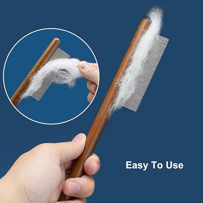 6 Pack Cat Comb, Solid Wood Pet Comb with Rounded and Smooth Ends Stainless Steel Teeth for Cat Dog, Rabbit Hair Comb, Flea Lice Comb for Removes Tangles and Knots