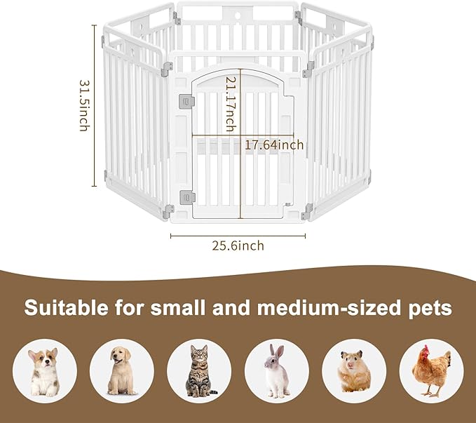 Pet Playpen with Door Dog Foldable Puppy Playpen for Puppies and Small Dogs 6-Panels Easy Assemble Easy Storing for Indoor and Outdoor (6 Panels)