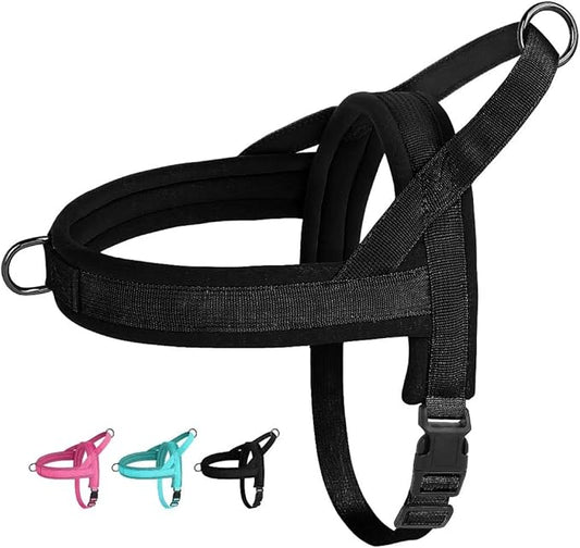 Beirui No Pull Dog Harness for Small Medium Dogs Puppies, Soft Neoprene Quick Fit Harness with Durable Front Clip & Back Clip, Lightweight Easy for Daily Walking(Black,XS)