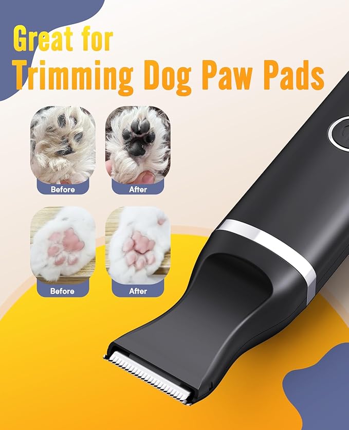 oneisall Dog Paw Trimmer,Corldless Paw Trimmer for Dogs with Double Blades,Quiet 2 Speed Small Dog Grooming Clippers for Paws, Eyes, Ears, Face, Rump (Black)