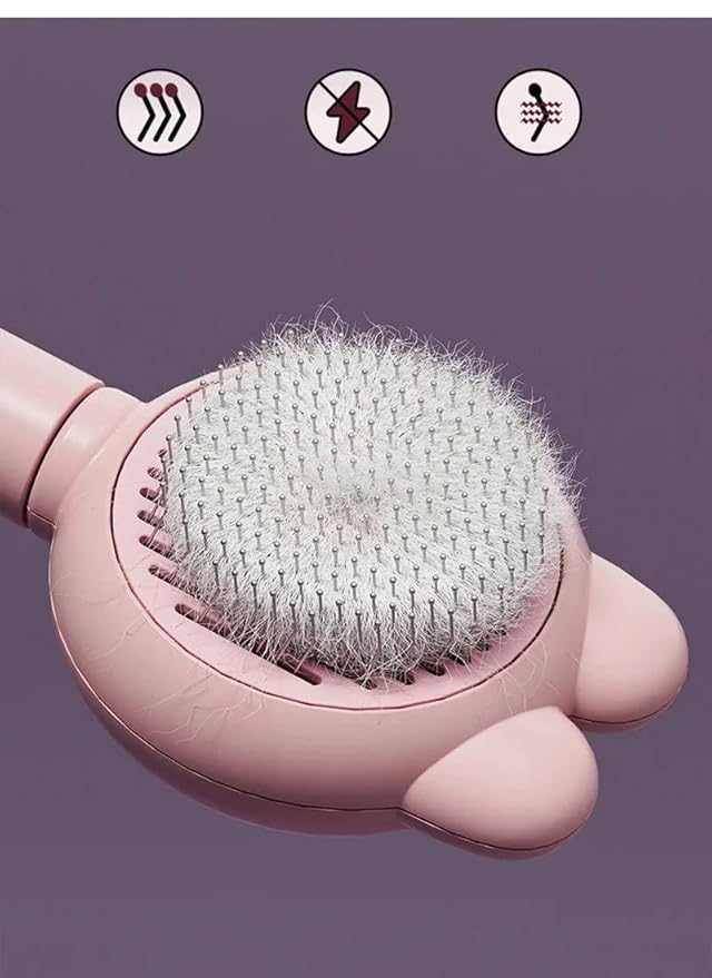 BBELLE CO Self-Cleaning Slicker Brush for Dogs & Cats – Skin-Friendly Grooming & Deshedding Tool for Shedding Pets, Durable Pet Accessories, Easy to Use, Blue. (PINK)