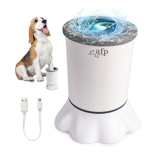 ALL FOR PAWS Automatic Dog Paw Cleaner, Dog Foot Washer Electric Paw Washer for Dogs Portable Paw Cleaner Cup, Mud Paw Clean Station, Silicone Brush Soft for Paws, Two Speed, Suction Cup Bottom