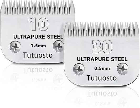 Clipper Blades Pet Grooming Clipper Replacement Blades Detachable Blade Compatible with andis/wahl/Oster Dog Clippers (10#&30#)