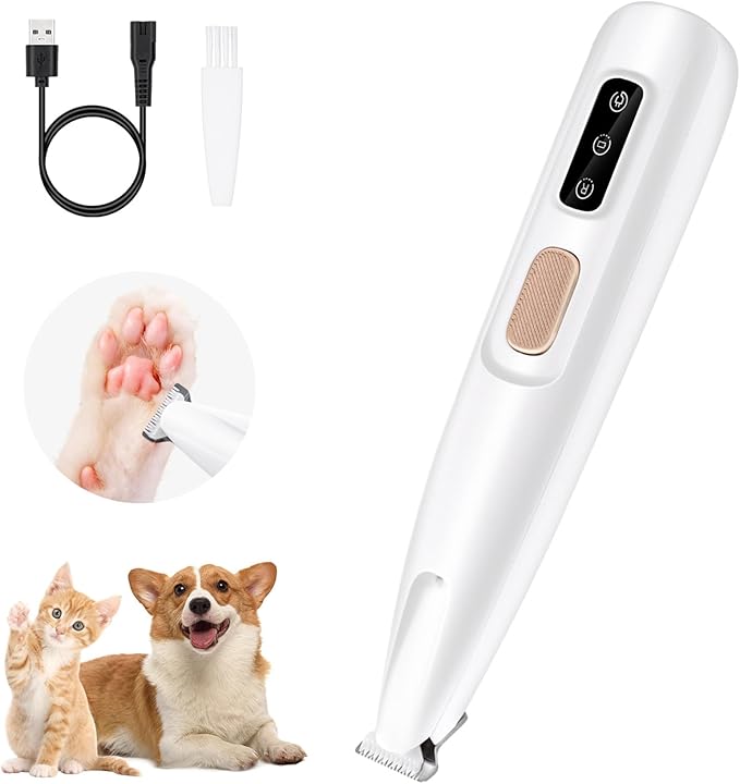 Mcbazel Pet Micro Precision Trimmer, Multifunctional Pet Hair Trimmer Waterproof Rechargeable Shaver with LED Light for Paws Eyes Ears Face Buttocks for Large/Small Dogs and Cats