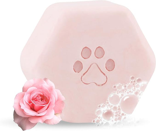 Natural Dog Shampoo Bar with Roses and Geranium | Eco-Friendly, Long-Lasting Dog Bath | Sulfate-Free, Nourishing Oils for Shiny Coat | Dog Essentials | Oliva 60