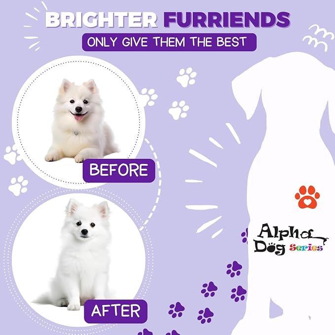 Alpha Dog Series Bright White Natural Whitening Dog Shampoo and Conditioner for Dogs with Aloe Vera, pH Balanced Dog Shampoo and Conditioner Set, Tear-Free for Sensitive Skin, 4L (1Gallon)
