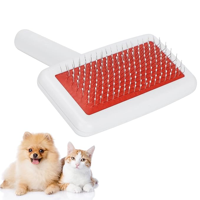 Cleaning Slicker Brush, Pet Grooming Tool Pet Brush Comfortable Design Smoothly Plastic+Stainless for Fluffing for Small Pets for Medium Pets for Tidying