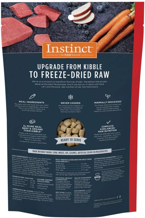 Instinct Freeze Dried Raw Meals Grain Free Dog Food, Dog Food Dry, Freeze Dried Dog Food, Raw Dog Food, Beef Recipe, 9.5 oz