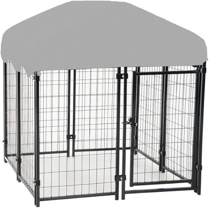 Garden Winds Custom Fit Replacement Canopy Top Cover Compatible with The Lucky Dog CL 60445 4’ Uptown Welded Outdoor Dog Kennel Playpen - Upgraded Performance RipLock 350 Fabric - Slate Gray